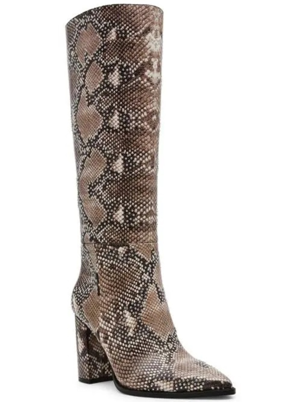 NEVER WORN! Steve Madden Brown Snake-Print Studded Block Heel Boots